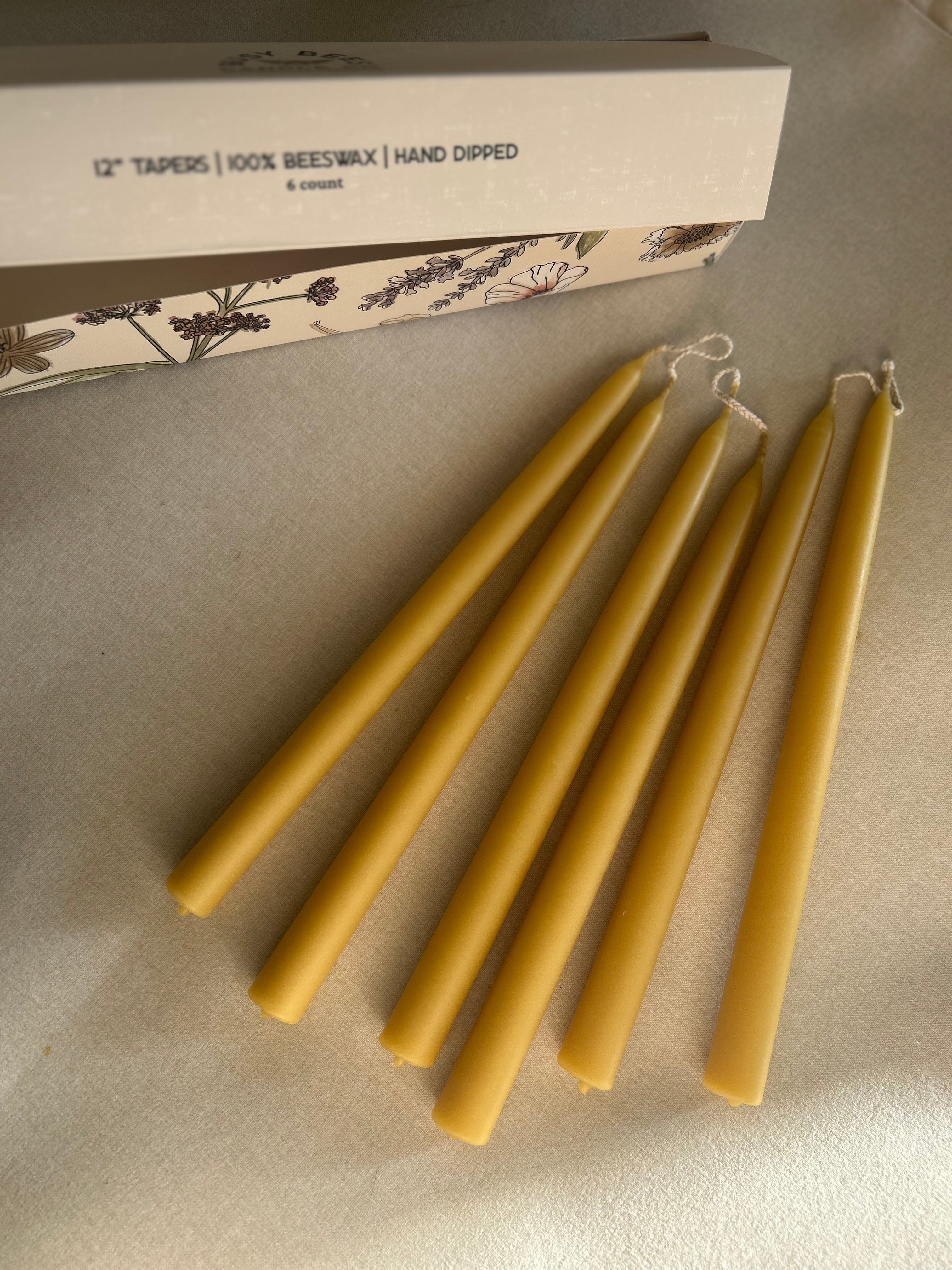 Hand Dipped 12" Taper Candles