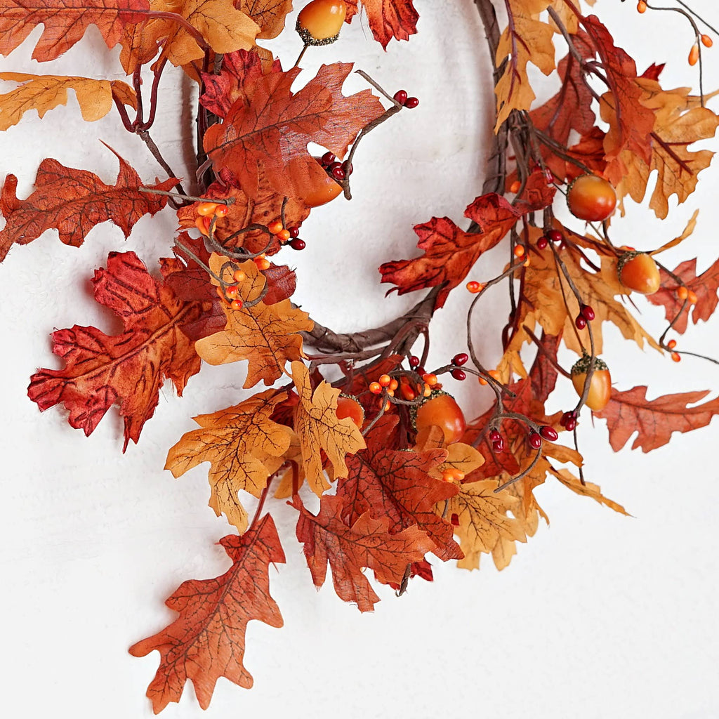 Fall Mix Wreath w. oak leaves 14-inch(6.5)
