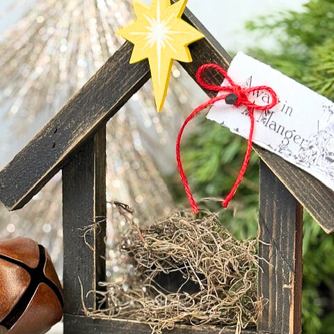 Christmas Manger, Brown Stained