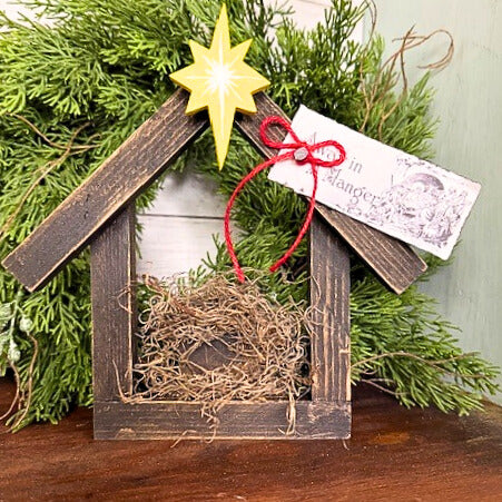 Christmas Manger, Brown Stained