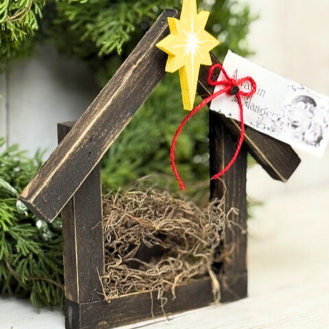 Christmas Manger, Brown Stained