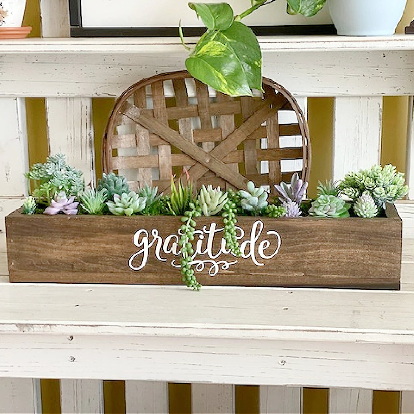 Solid Wood Planter, Dark Stain
