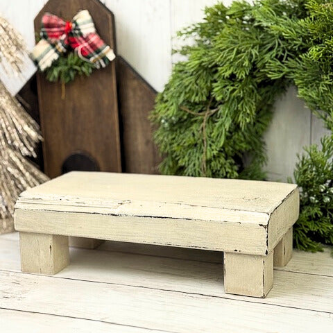 White Farmhouse Wood Riser
