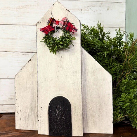 Wood Country Rustic White Christmas Church