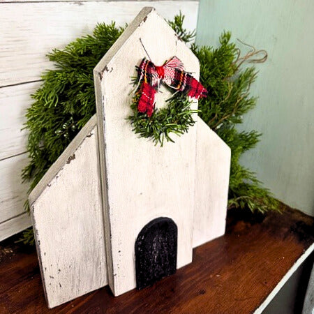 Wood Country Rustic White Christmas Church