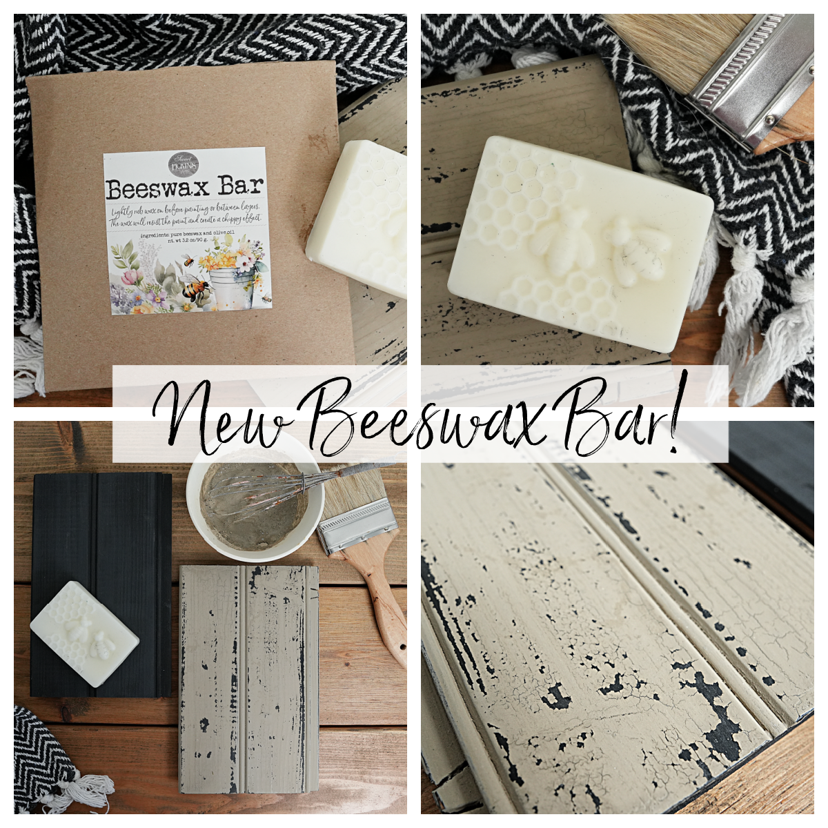 Beeswax bar – wax resist for distressing milk paint