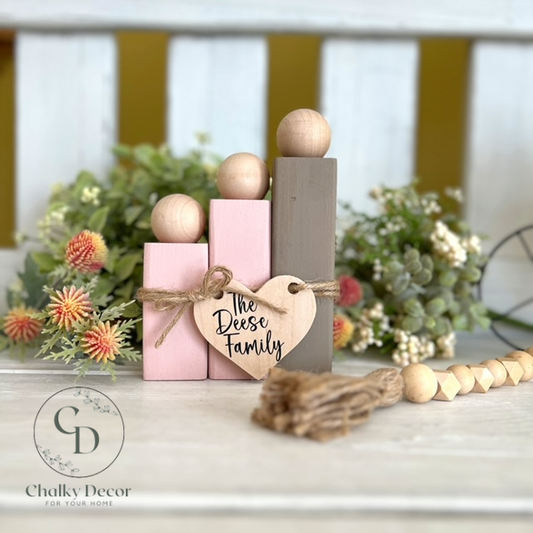 Customized Small Block Wooden Family